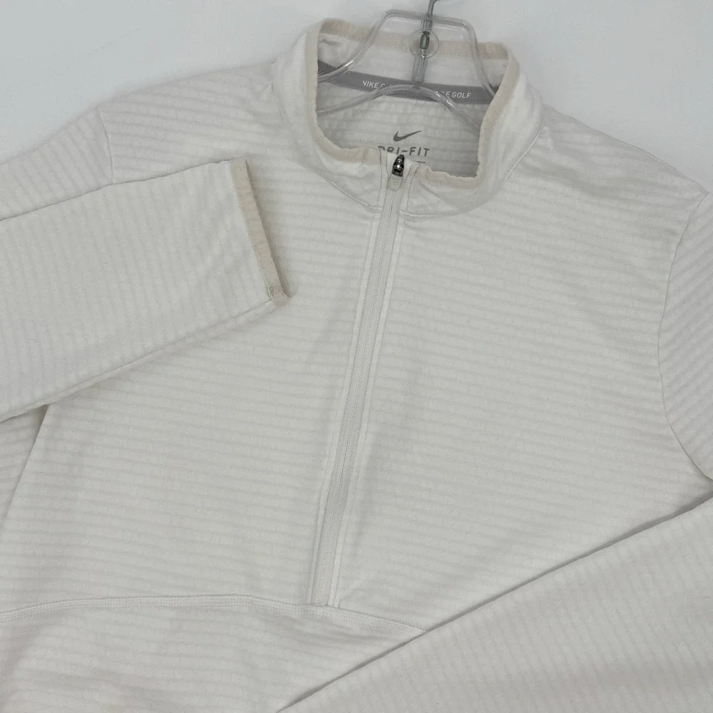Nike Golf Dri-FIT Women Large White Textured 1/4 Zip Pullover Golfcore Athletic